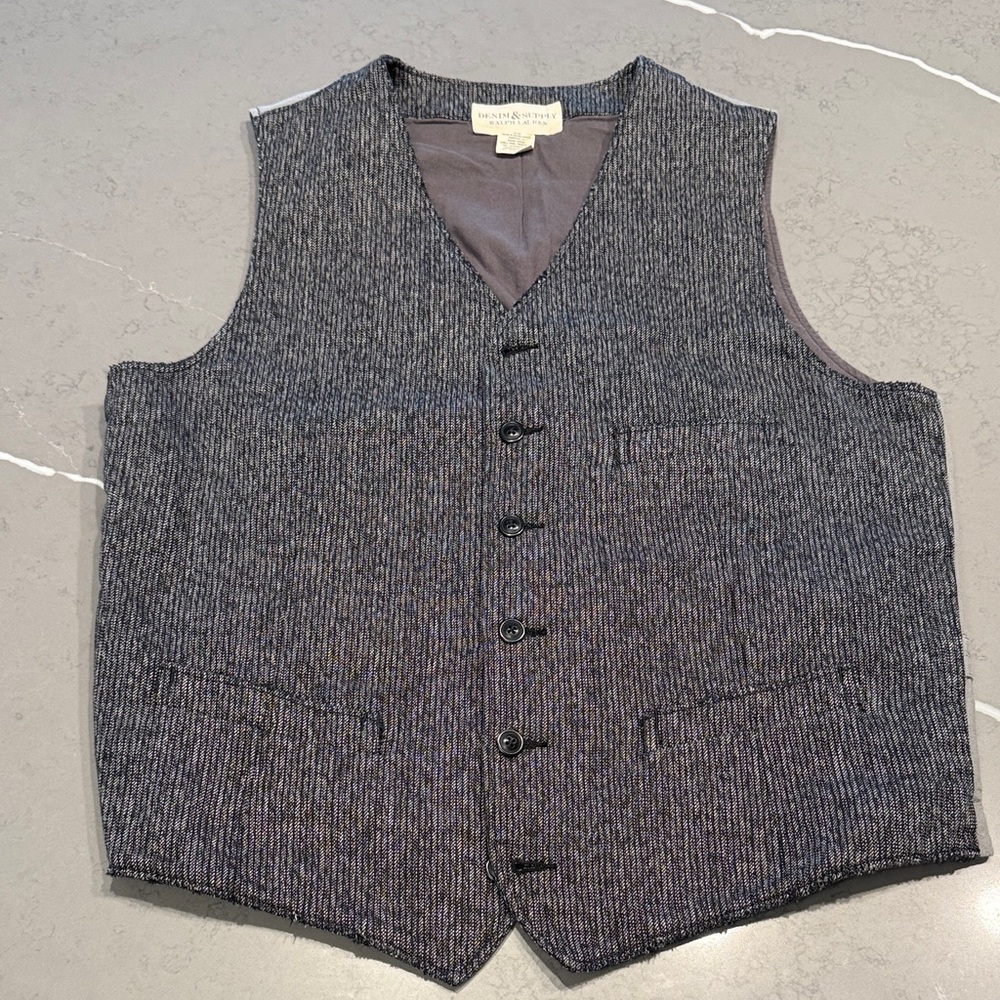 Vintage Ralph Lauren Denim & Supply Black and White Cotton Vest